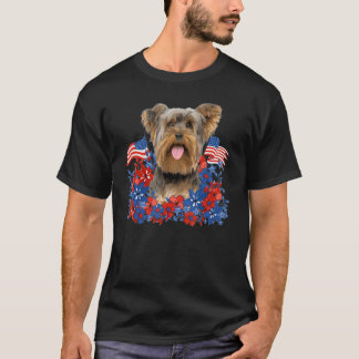 T-shirt Térrier du Yorkshire Fleurs Indépendantes Chien Am