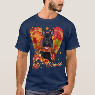 T-shirt Terrier Écossais Avec Coeur Fait De Feuilles D'Aut
