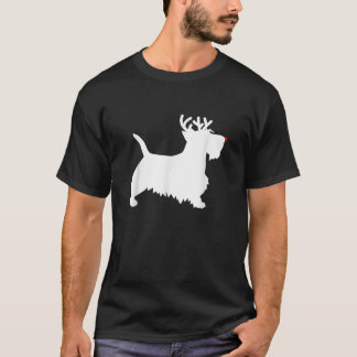 T-shirt Térrier Écossais Renne Chien de Noël Scottie