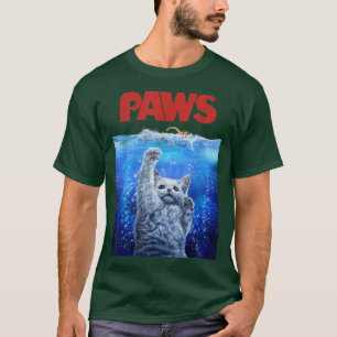 T-shirt Terrifiant Monster White Cat Attaque nageur