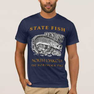 T-shirt Territoire du Dakota du Nord Le Poisson Brochet du