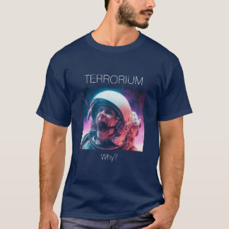 T-shirt Terrorium - Pourquoi ? Un astronaute hurlant. Bleu