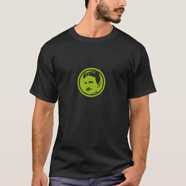 T-shirt Tesla portrait vert (Devant)