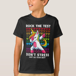 T-shirt Test Day Rock The Test Dabbing Unicorn Boys Girls