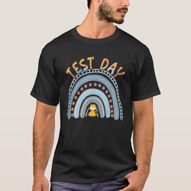 T-shirt Test Day Rock The Test Teacher Test Day Rainbow (Devant)