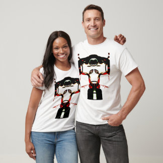 T-shirt Tête Alien avec masque à gaz et glissières vaginal