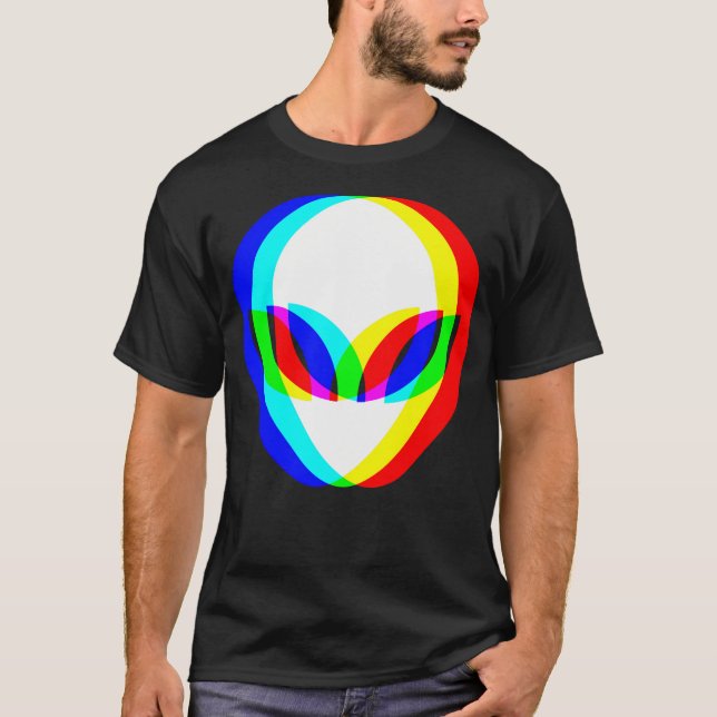 T-shirt Tête Alien Trippy Vaporwave Techno Rave Edm Music (Devant)