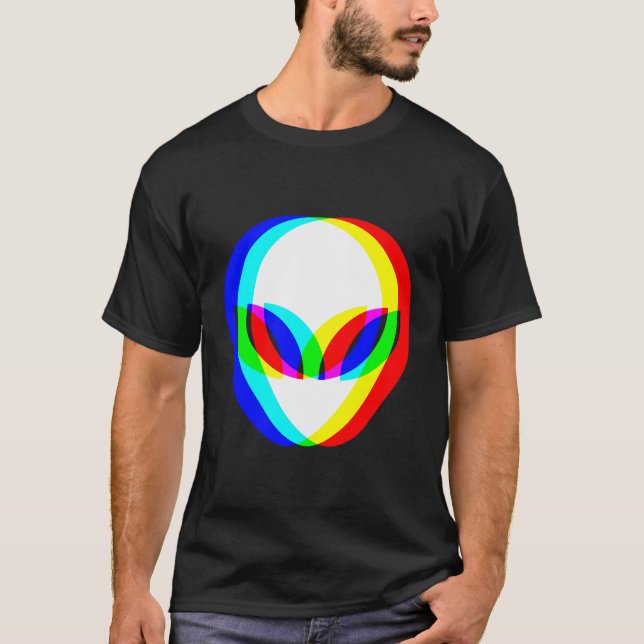 T-shirt Tête Alien Trippy Vaporwave Techno Rave Edm Music (Devant)