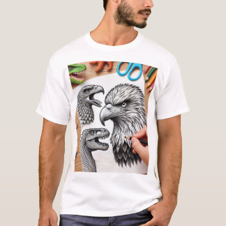 T-shirt tête d'aigle et T-shirt dinosaure