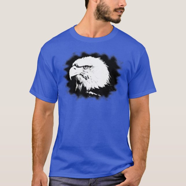 T-shirt Tête d'aigle moderne élégante Deep Royal Blue (Devant)