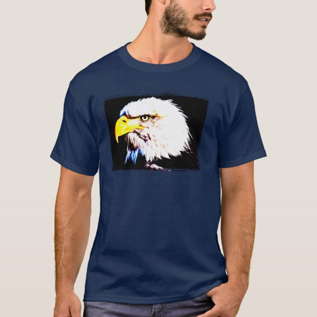 T-shirt Tête d'aigle moderne moderne bleu marine (Devant)