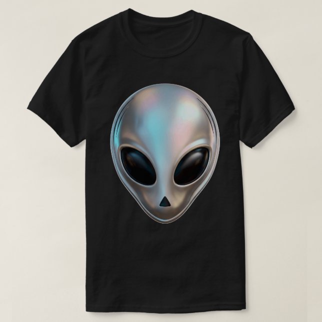 T-shirt Tête d'alien chrome métallisé rétro Y2K science-fi (Design devant)