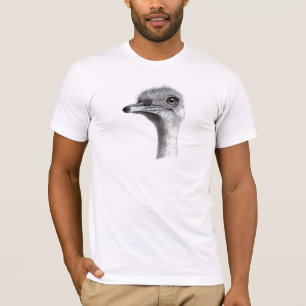 T-SHIRT TÊTE D'AUTRUCHE AU CRAYON : ART : RÉALISME