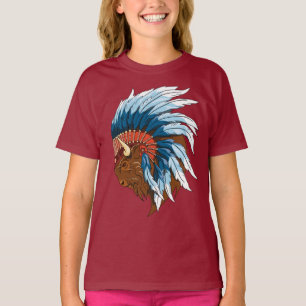 T-shirt Tête de buffle avec coiffure indienne