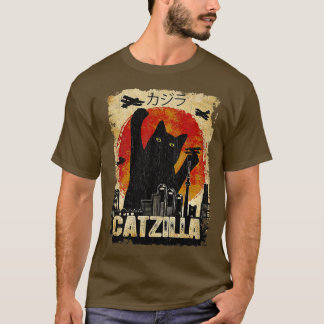T-shirt Tête de catzilla vintage Funny Kitten et Cat