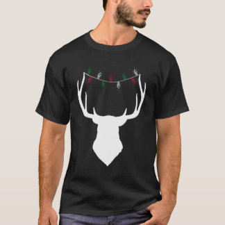T-shirt Tête De Cerf Avec Lumières De Noël Sur Antlers