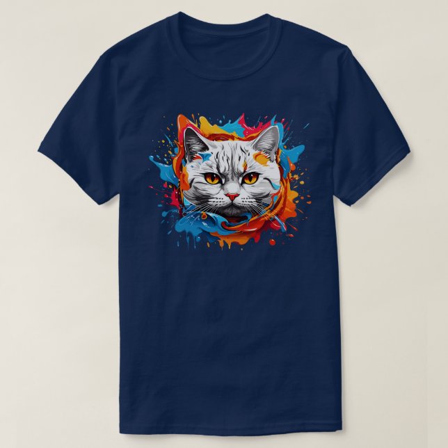 T-shirt Tête de chat d'art (Design devant)