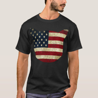 T-shirt Tête de chat du drapeau américain