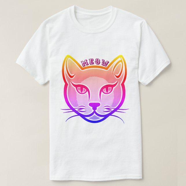 T-shirt Tête de chat néon (Design devant)