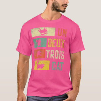 T-shirt Tête de chat vintage, Retro Un Deux Trois Cat Drôl