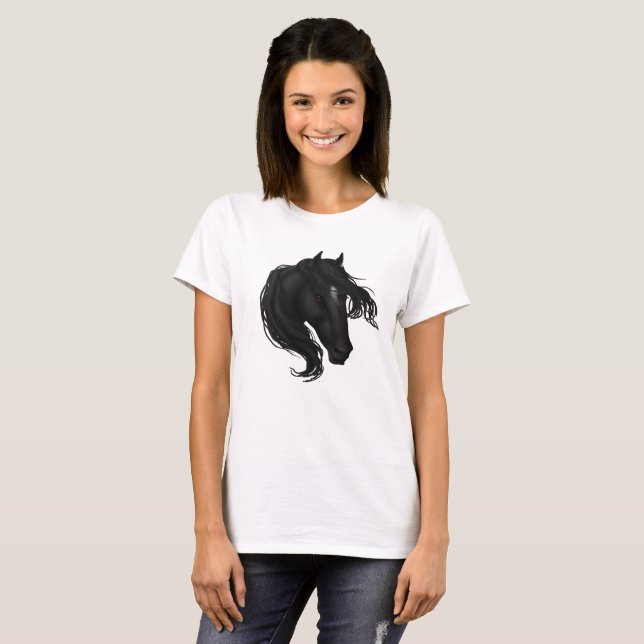 T-shirt Tête de cheval noire (Devant entier)