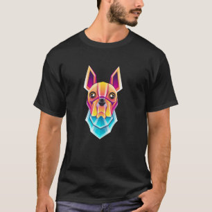 T-shirt Tête de chien polygonale colorée mignonne