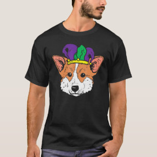T-shirt Tête de Corgi Gallois de Fou Mardi Gras Chien Homm