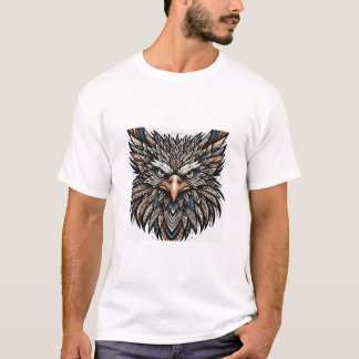 T-shirt Tête de guerrier géométrique audacieuse d'aigle tr
