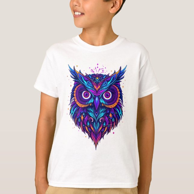 T-shirt Tête de hibou psychédélique (Devant)
