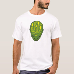 T-shirt tête de la carte de circuits imprimés jaune et ver