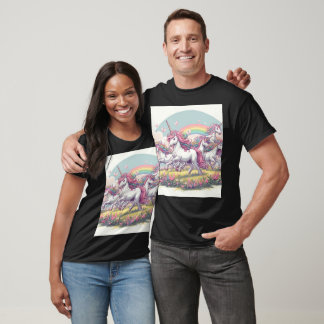 T-shirt Tête de licorne mignonne avec une scène de pré mag