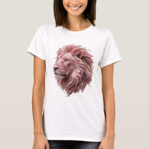 T-shirt Tête de lion argentée artistique design audacieux