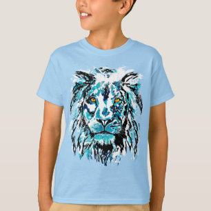 T-shirt tête de lion bleu Chemise Lion