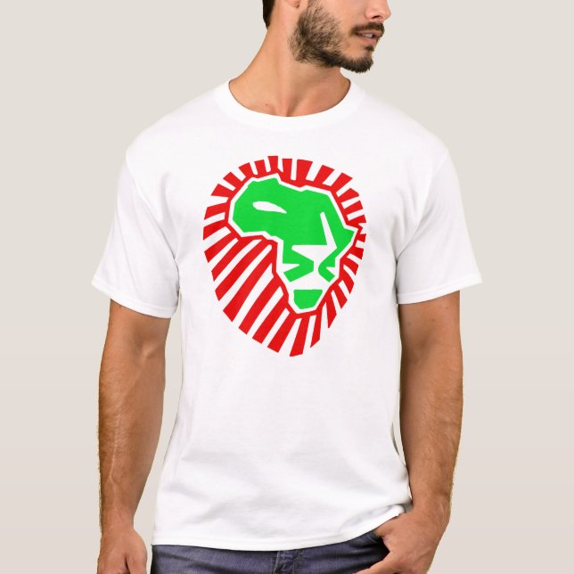 T-shirt Tête de lion cette fois pour l'Afrique. Rouge vert (Devant)
