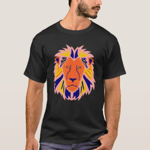 T-shirt Tête de lion colorée détaillée tête de gros lion t