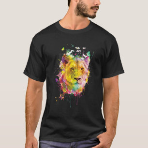 T-shirt Tête de lion cool avec couleur vive 3