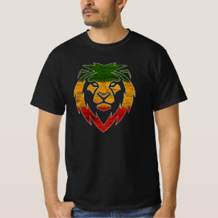 T-shirt Tête de lion de Rasta, Lion rastafarien, drapeau j