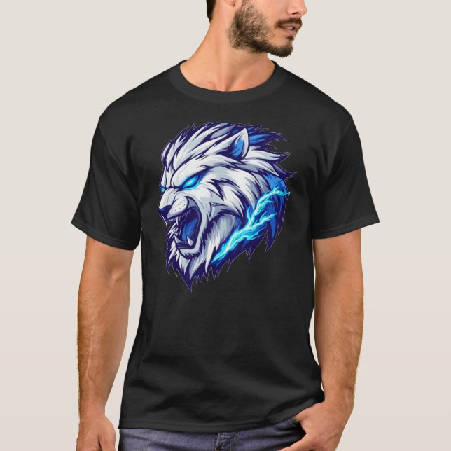 T-shirt tête de lion électrique Fierce - graphique (Devant)