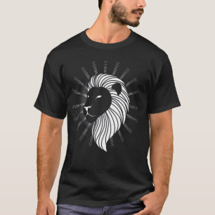 T-shirt Tête de lion élégante avec rayons radieux