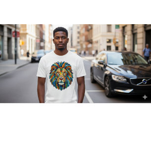 T-shirt Tête de Lion en Mosaïque Gras – Roi Artistique Vib