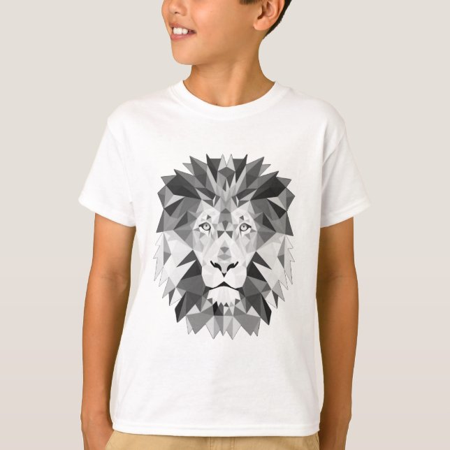 T-shirt Tête de lion géométrique cool (Devant)