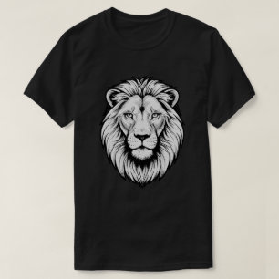 T-shirt Tête de lion noir et blanc