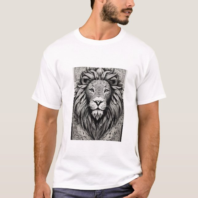 T-shirt Tête de lion tribale (Devant)