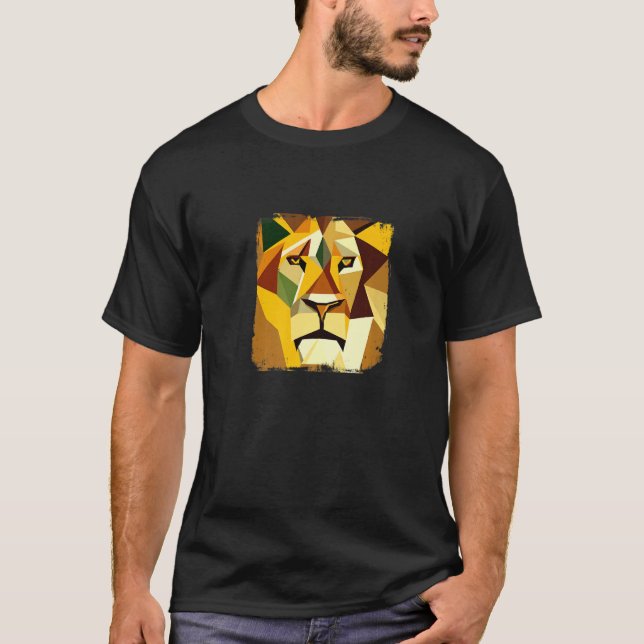 T-shirt Tête de lion Vector Majestic avec oeuvre Cool (Devant)