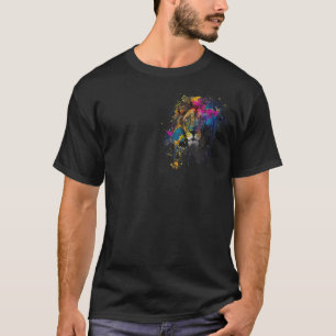 T-shirt Tête de lion Visage zoo Animal peinture éclatant c