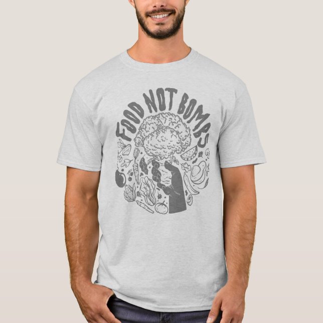 T-shirt Tête de logo gris Food Not Bombs (Devant)