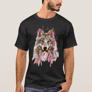 T-shirt Tête de loup amérindienne Tribal Bohème Tatouage C