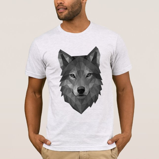 T-shirt Tête de loup géométrique | Art Polygone avec style (Devant)