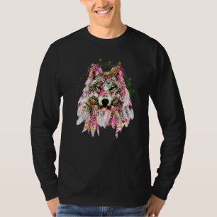 T-shirt Tête de loup indigène Tribal Bohème Tatouage Migno