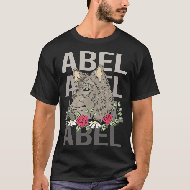 T-shirt Tête de loup - Nom Abel (Devant)